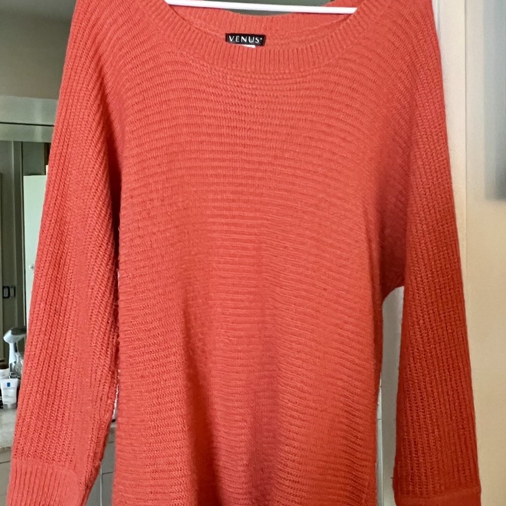 Venus Orange Sweater with Button Back Detail